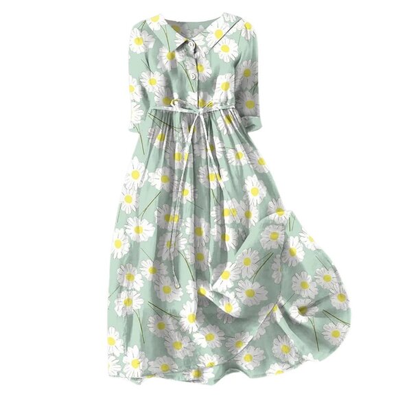 Dresses & Skirts - Floral Midi Waist-defined Shirt Dress/NWOT/XL